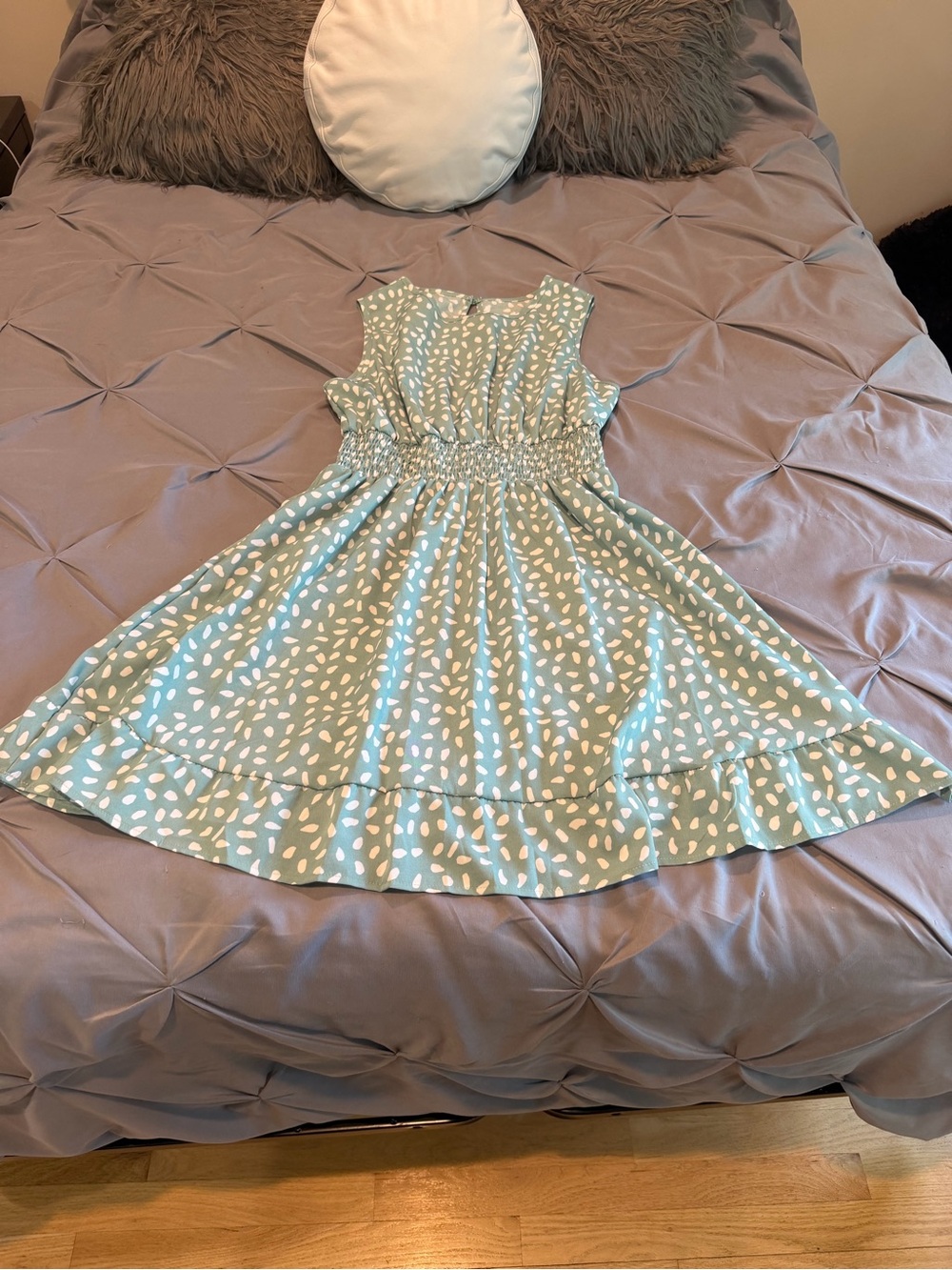 Women’s Sleeveless Blue Polka Dot Sundress